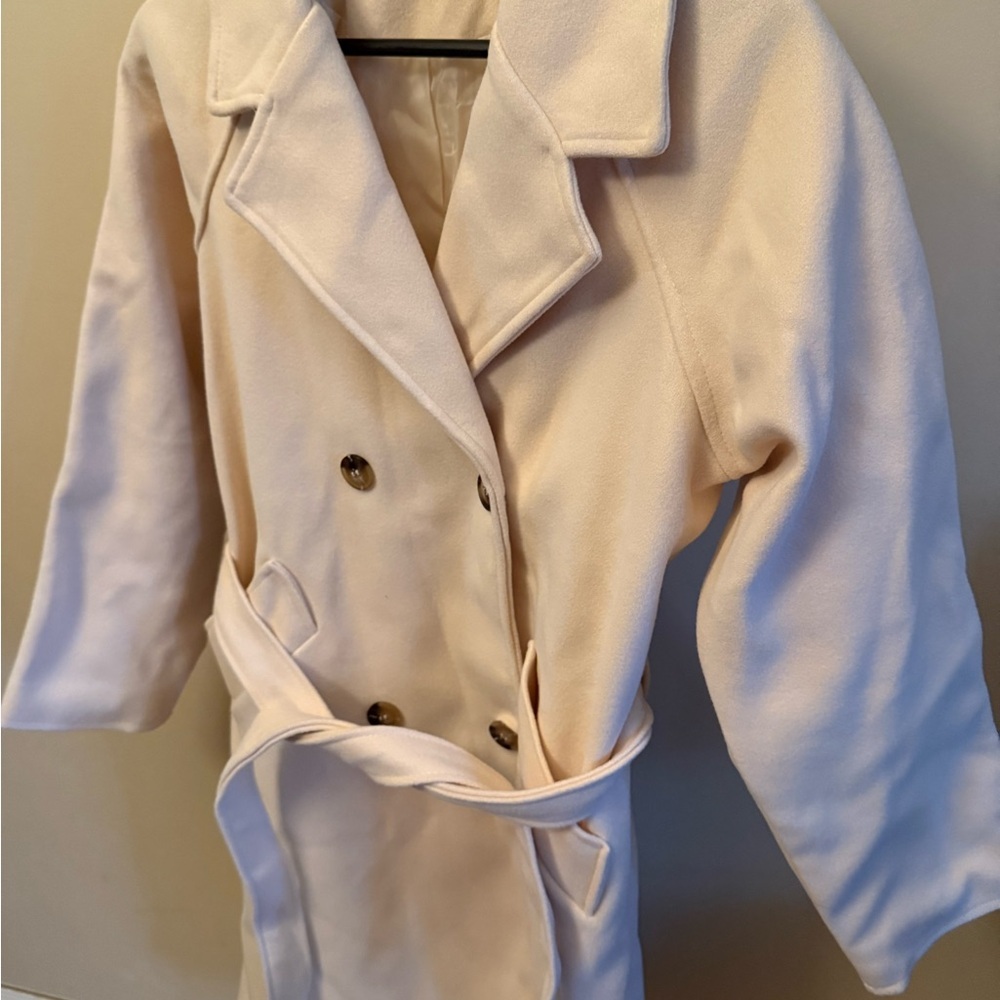 Jiepotu Cream Pea Coat - Picture 4 of 6
